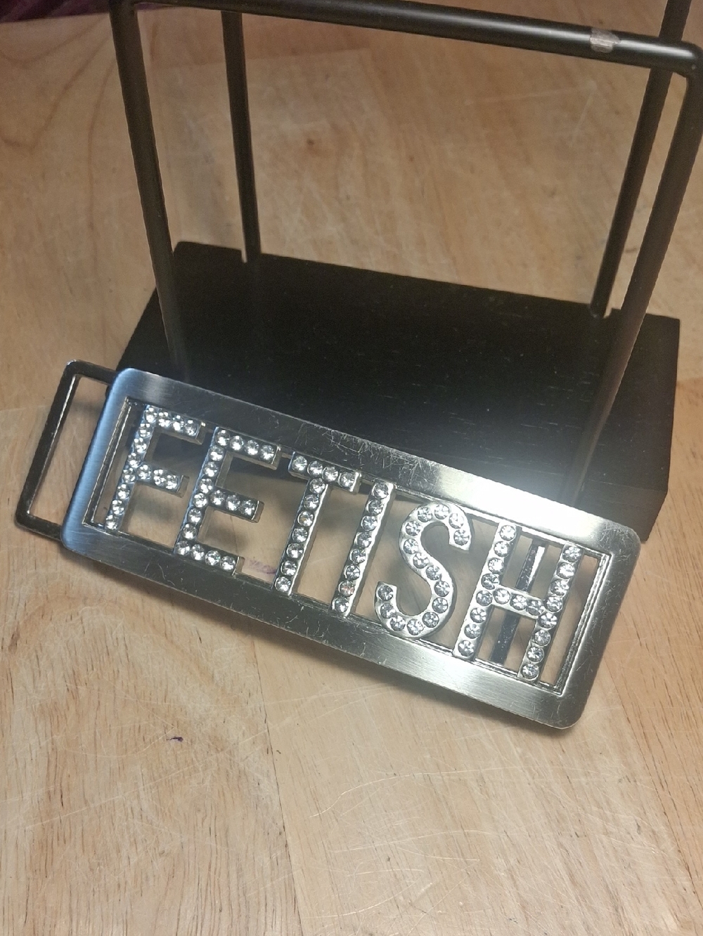 FETISH Silver Crystal Accent Belt Buckle